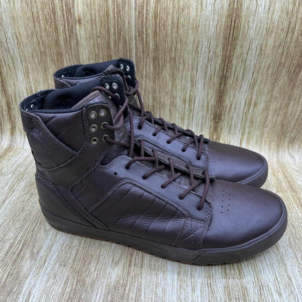 Supra Skytop Muska 001 Men's Size 12 Brown Leather High Top Sneakers Shoes